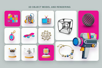 render and model and 3d objects or sketch
