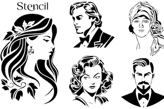 draw an individual vector stencil for laser, plotter cutting