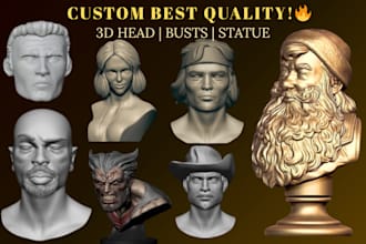 sculpt 3d head, 3d bust model, 3d face sculpture, statue, 3d stl for 3d printing