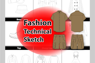 do fashion clothing technical flat mockup or sketch