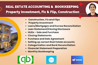 do bookkeeping on real estate fix and flip, construction