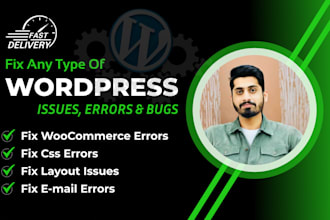 fix wordpress website issues errors bugs, responsive,CSS, elementor,divi builder