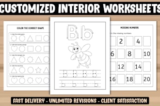 design custom interior worksheets for kids adults to publish on kdp