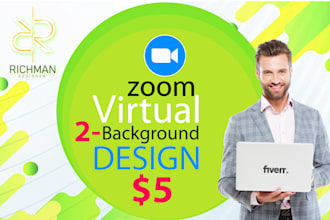 design professional zoom virtual background  in 1 hours