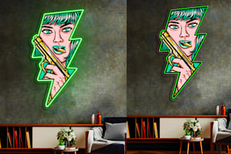 create neon pop art uv  design with 4 backgrounds