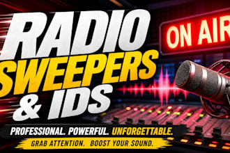 produce 10 radio sweepers, ids and liners