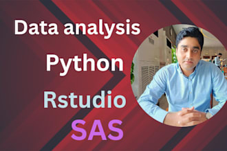 do data analysis using rstudio, r programming, python and SAS