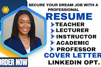 write a professional teacher, lecturer, academic, professor education resume, CV
