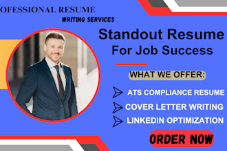 write, revamp an ats compliant resume, cover letter and linkedin optimization
