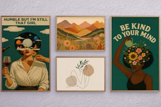 design trendy aesthetic wall art and poster design for you