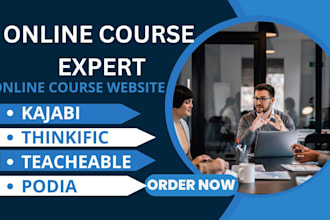 setup online course on teachable kajabi podia course uploading on teachable