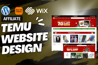 design temu affiliate landing page, temu affiliate website, affiliate website