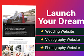design wedding websites, videography websites, and photography websites