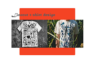 make linocut t shirt design for my clients