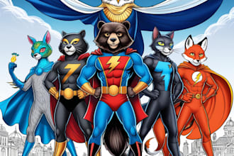 create super hero animals illustration