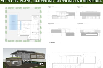 draw 2d and 3d architectural floor plans and elevations