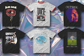 make retro collage art t shirt design for you