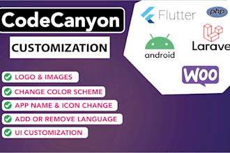 reskin and customize codecanyon flutter app, wordpress and laravel website