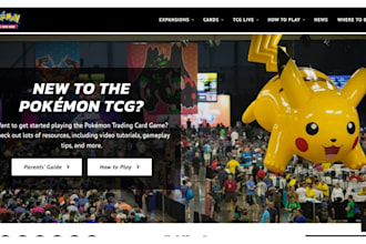 design trading card ecommerce website for pokémon, mtg, and yugioh cards