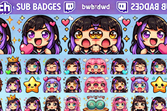 create custom twitch chibi emotes or sub badges, discord emoji for your stream