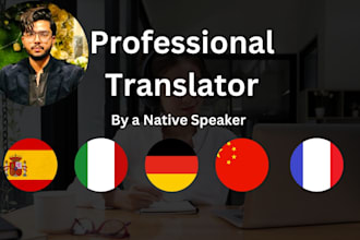 professional translate in german, spanish, italian, chinese, french