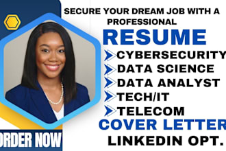 write cybersecurity telecommunication data science analyst IT engineering resume