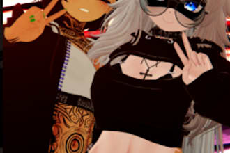 create a fully well detailed vrchat avatar 3d anime, 3d furry model, 3d vtuber