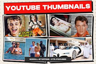design youtube thumbnails for true crime, history and celebrity channels