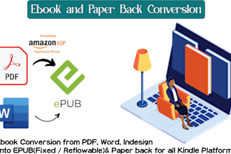 do ebook conversion from PDF, word, indesign into epub and kindle format