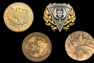 create 3d coin, bas relief model, medallion, challenge coin for stl 3d printing
