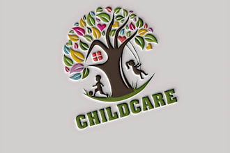 design modern childcare, academy, learning, education and preschool logo