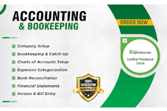 do bookkeeping in quickbooks with setup, clean up,catch up and reconciliation