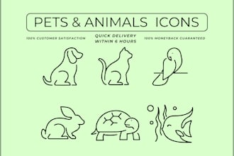 design abstract line art minimalist pets animals icons or illustrations