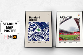 custom stadium map poster or unique map wall art