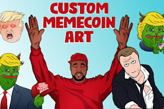 draw funny custom crypto meme coin art for your memecoin website, social media