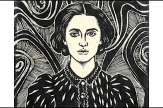 draw a custom portrait in linocut style