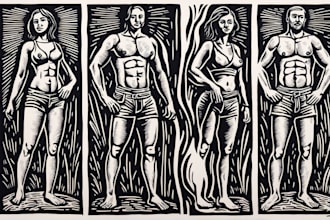 draw a custom portrait in linocut style