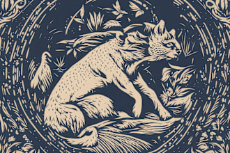 create animal linocut tshirt design for brands