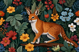 draw an animal and botanical illustration