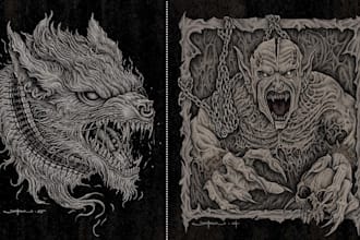 create dark art illustrations using the pointillism technique