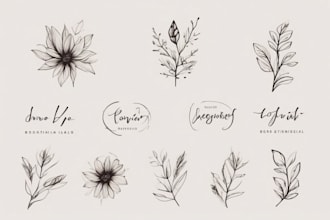 design hand drawn botanical boho minimalist logo