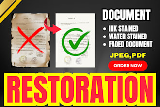 fix quickly ink stained, water stained and faded document
