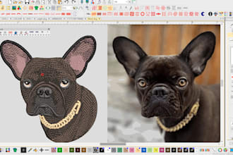 do cat dog and pet face embroidery digitizing with in hours