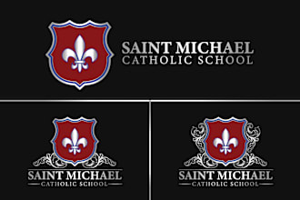 design school, college, university, academy, family crest and coat of arms logo