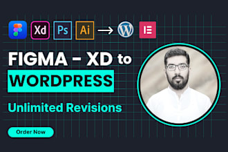 convert figma, xd, ai and PSD to wordpress with elementor