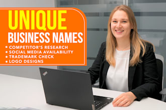 brainstorm top business names, slogan and logo design
