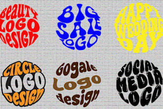 make hand drawn typography logo design circle style