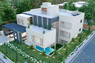 design interior and exterior of villa , house, farmhouse