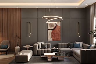 create 3d renders of living room and bedroom interior design