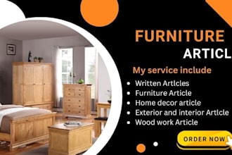 write artlcle on furniture, plumbing, home decor, interior and exterior, igame
